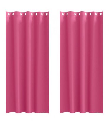 vidaXL Blackout Curtains with Rings 2 pcs Bright Pink 245 x 140 cm