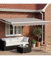 vidaXL Electric Retractable Awning Light Grey and White 3 x 2.5 m