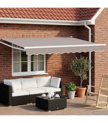 vidaXL Electric Retractable Awning Light Grey and White 3 x 2.5 m