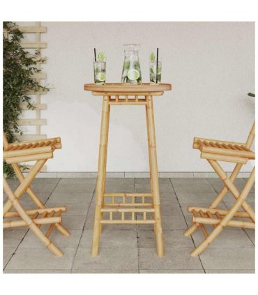 vidaXL Outdoor Bar Table Round Ø55x100 cm Bamboo