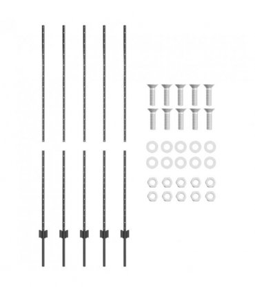 vidaXL Embedded Fence Post 5 pcs Grey 200 cm Powder-Coated Steel