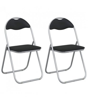 vidaXL Folding Chair 2 pcs Black and Grey 48 x 43.5 x 81 cm