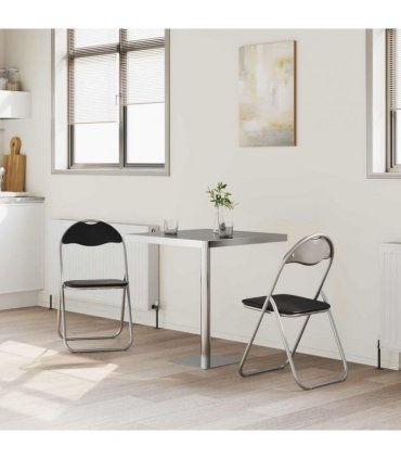 vidaXL Folding Chair 2 pcs Black and Grey 48 x 43.5 x 81 cm