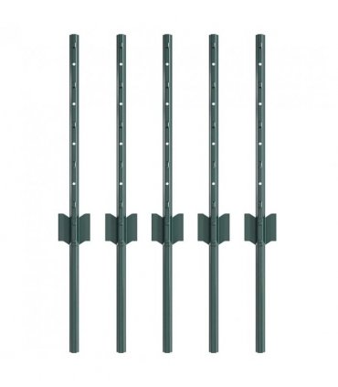 vidaXL Embedded Fence Post 5 pcs Green 80 cm Powder-Coated Steel