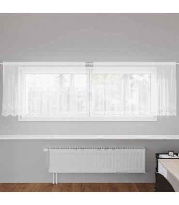 vidaXL Lace Curtain with Curtains Floral White 100 x 300 cm Polyester