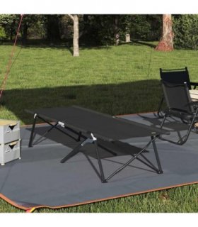 vidaXL Folding Camping Bed Black 206 x 76 x 74 cm Oxford and Steel