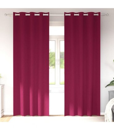 vidaXL Blackout Curtains with Rings 2 pcs Wine Red 260 x 140 cm
