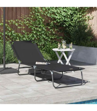 vidaXL Folding Sun Lounger Folding Black 188 x 57 x 86.5 cm Polyester