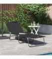 vidaXL Folding Sun Lounger Folding Black 188 x 57 x 86.5 cm Polyester