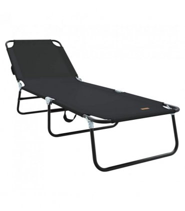 vidaXL Folding Sun Lounger Folding Black 188 x 57 x 86.5 cm Polyester