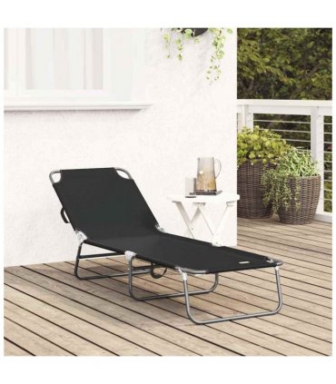 vidaXL Folding Sun Lounger Folding Black 188 x 57 x 86.5 cm Polyester