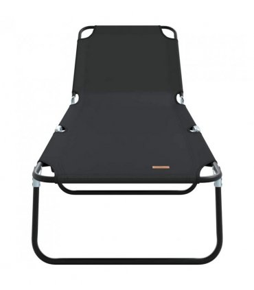 vidaXL Folding Sun Lounger Folding Black 188 x 57 x 86.5 cm Polyester