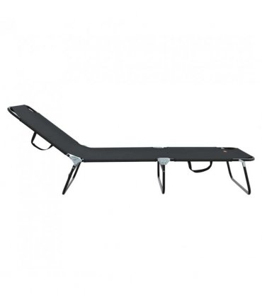 vidaXL Folding Sun Lounger Folding Black 188 x 57 x 86.5 cm Polyester