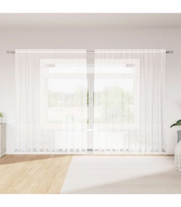 vidaXL Lace Curtain with Curtains Floral White 200 x 300 cm Polyester