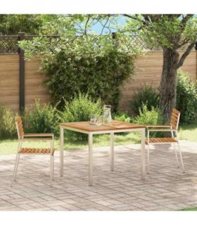 vidaXL Garden Chair 2 pcs Solid Teak Wood and Stainless Steel