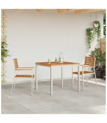 vidaXL Garden Chair 2 pcs Solid Teak Wood and Stainless Steel