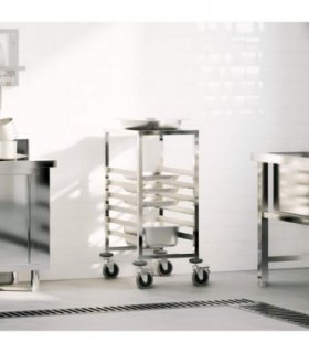 vidaXL Tray Trolley with 6 GN Containers 39x55x87 cm Stainless Steel