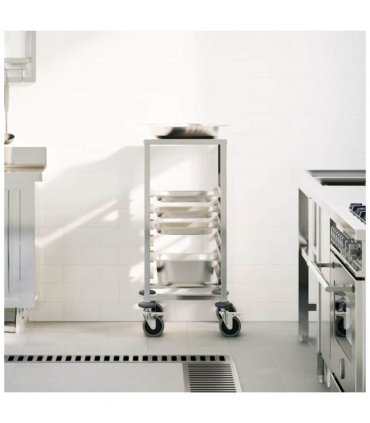 vidaXL Tray Trolley with 6 GN Containers 39x55x87 cm Stainless Steel