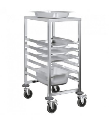 vidaXL Tray Trolley with 6 GN Containers 39x55x87 cm Stainless Steel