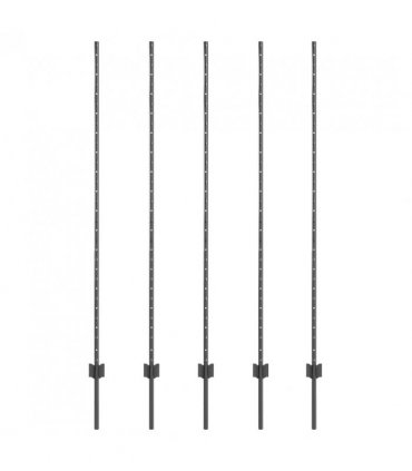 vidaXL Embedded Fence Post 5 pcs Grey 200 cm Powder-Coated Steel