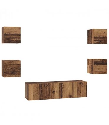vidaXL TV Cabinet Set Wall-mounted 6 pcs Old Wood Engineered Wood