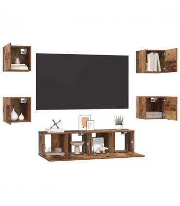 vidaXL TV Cabinet Set Wall-mounted 6 pcs Old Wood Engineered Wood