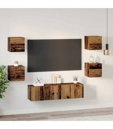 vidaXL TV Cabinet Set Wall-mounted 6 pcs Old Wood Engineered Wood