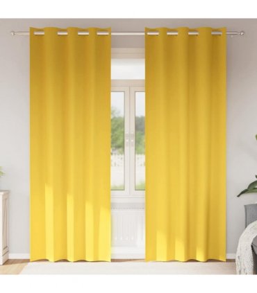 vidaXL Blackout Curtains with Rings 2 pcs Mustard Yellow 260 x 140 cm