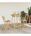 vidaXL Outdoor Bar Stools with Footrests 2 pcs Foldable Bamboo