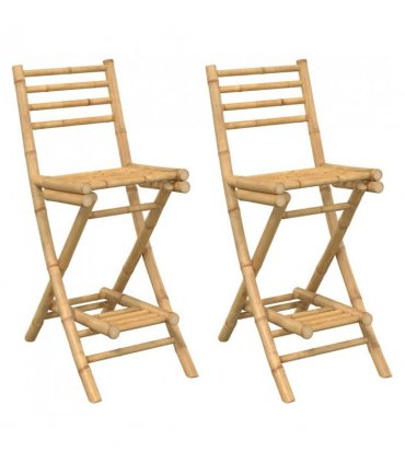 vidaXL Outdoor Bar Stools with Footrests 2 pcs Foldable Bamboo