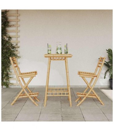 vidaXL Outdoor Bar Stools with Footrests 2 pcs Foldable Bamboo