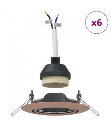 vidaXL Spotlight 6 pcs Copper 9 x 9 x 2.5 cm Metal