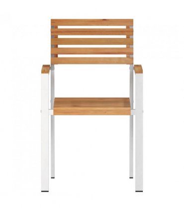 vidaXL Garden Chair 4 pcs Solid Teak Wood and Stainless Steel