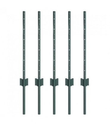 vidaXL Embedded Fence Post 5 pcs Green 100 cm Powder-Coated Steel