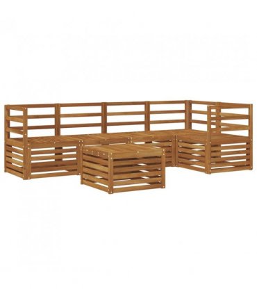 vidaXL Sectional Sofa Set 6 pcs Natural Solid Acacia Wood