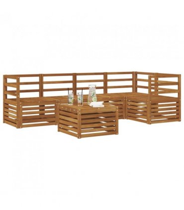 vidaXL Sectional Sofa Set 6 pcs Natural Solid Acacia Wood