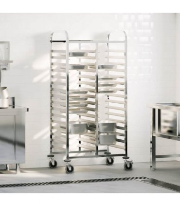 vidaXL Tray Trolley with 32 GN Containers 75x55x162.5 cm Stainless Steel