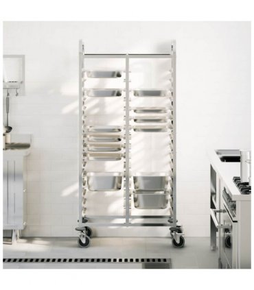 vidaXL Tray Trolley with 32 GN Containers 75x55x162.5 cm Stainless Steel