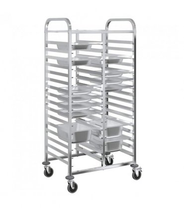 vidaXL Tray Trolley with 32 GN Containers 75x55x162.5 cm Stainless Steel