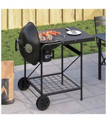vidaXL Outdoor Grill with Wheel Black 91 x 71 x 107 cm Metal