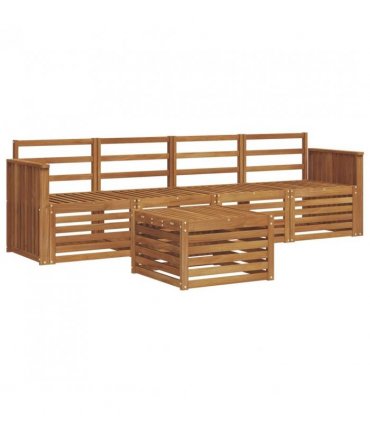 vidaXL Sofa Sets 5 pcs Natural Solid Acacia Wood