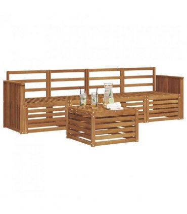 vidaXL Sofa Sets 5 pcs Natural Solid Acacia Wood