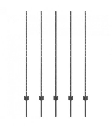 vidaXL Embedded Fence Post 5 pcs Grey 180 cm Powder-Coated Steel