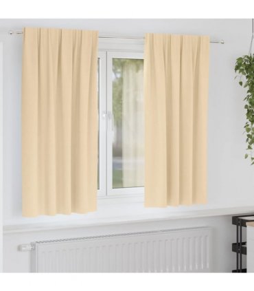 vidaXL Blackout Curtains with Rings 2 pcs Cream 175 x 140 cm Polyester