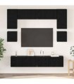 vidaXL TV Cabinet Set Wall-mounted 8 pcs Black Oak Engineered Wood