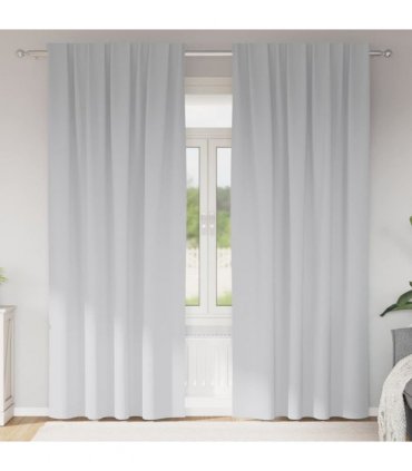 vidaXL Blackout Curtains with Rings 2 pcs Pale Grey 225 x 140 cm