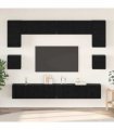 vidaXL TV Cabinet Set Wall-mounted 8 pcs Black Oak Engineered Wood