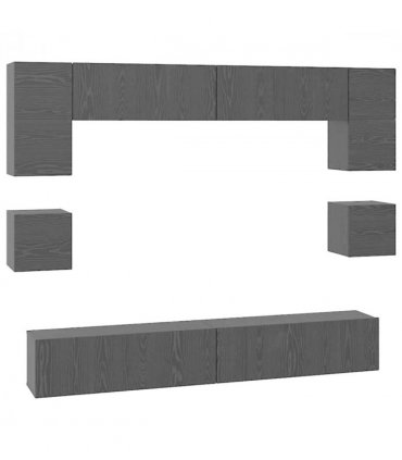 vidaXL TV Cabinet Set Wall-mounted 8 pcs Black Oak Engineered Wood