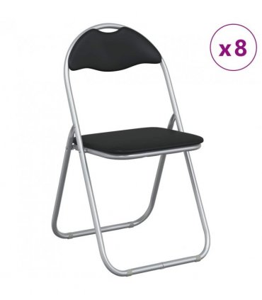 vidaXL Folding Chair 8 pcs Black and Grey 48 x 43.5 x 81 cm