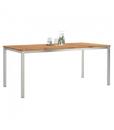 vidaXL Dining Table 180x90x75 cm Solid Acacia Wood and Stainless Steel